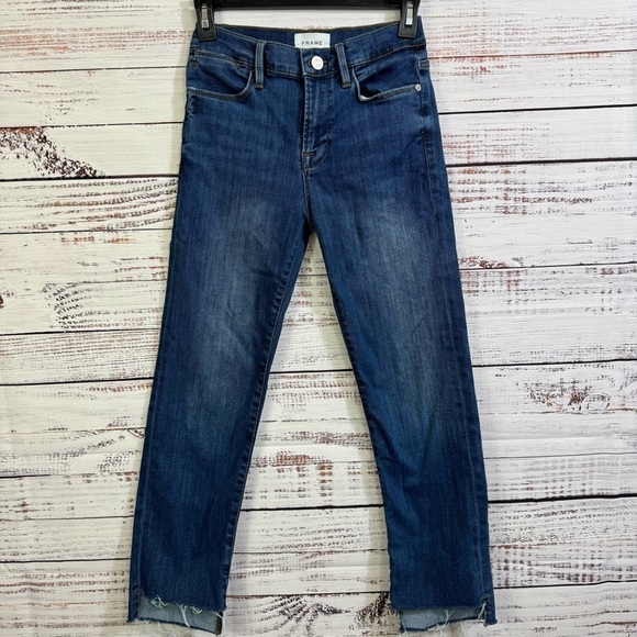Frame jeans Le High Straight Dark wash size 25 high | Low hem casual jeans - Picture 1 of 7